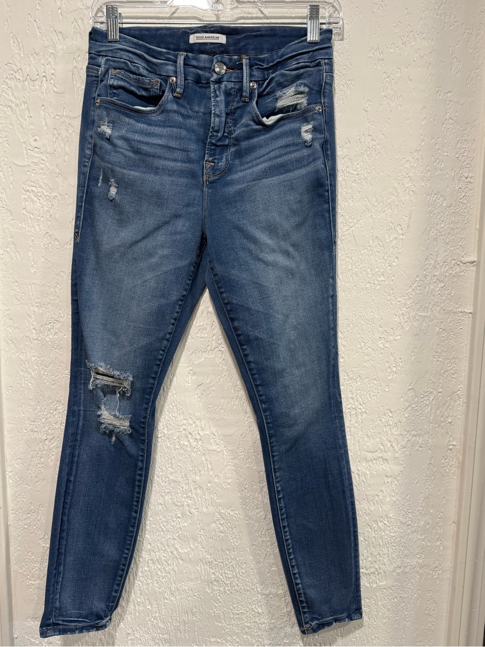 Good American Distressed Skinny Jeans - Blue 27
